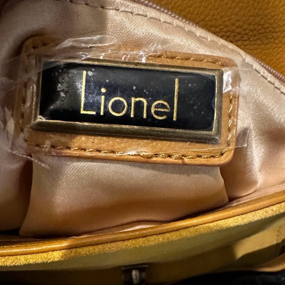 Lionel Pebbled Leather & Suede Riveted Handbag Purse, NWT - Picture 6 of 9